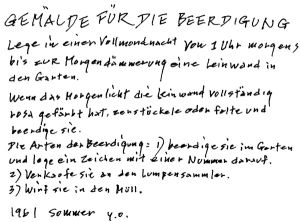 Ein Beispiel für Yoko Onos phantasievolle Konzeptkunst - für die Bremer Ausstellung extra in deutscher Sprache verfasst